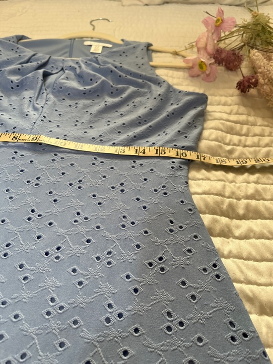 London Times Blue Crew Neck Sleeveless Midi Dress - Picture 8 of 9